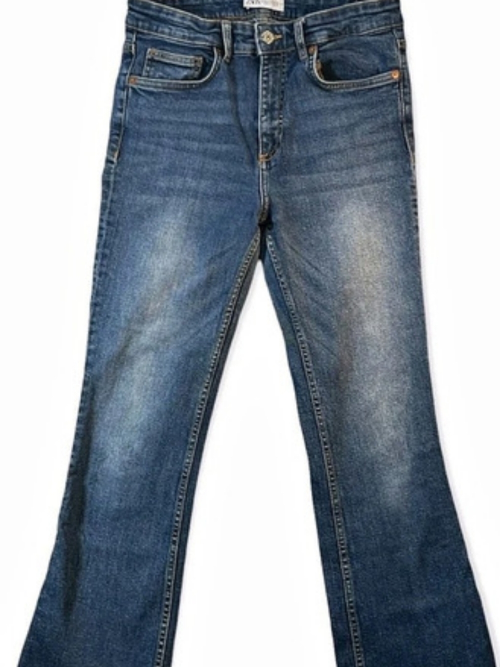 Zara Denim Blue Jeans Flare Bootcut Dark Wash